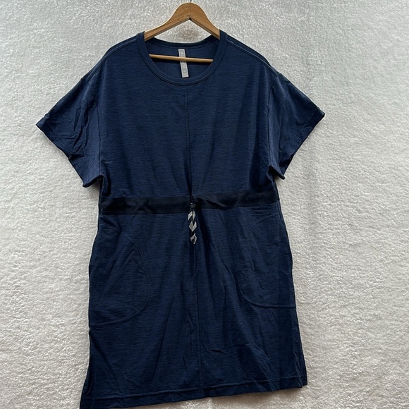 Athleta Corss Current Coverup Dress Swim Sport Beach Blue Cinch Waist Summer XS - Picture 2 of 11